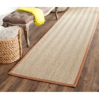 Hand-woven Sisal Natural/ Medium Brown Seagrass Runner (2'6 x 6')