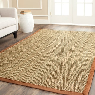 Hand-woven Sisal Natural/ Medium Brown Seagrass Rug (6' x 6')