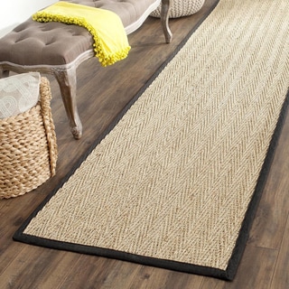 Hand-woven Sisal Natural/ Black Seagrass Runner (2'6 x 16')