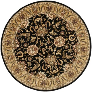 Handmade Traditions Black/ Light Brown Wool Rug (8' Round)