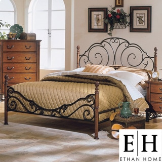 ETHAN HOME LeAnn Graceful Scroll Bronze Iron Queen-size Poster Bed