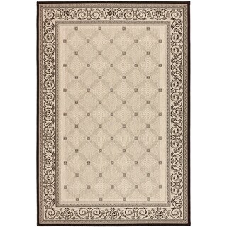 Indoor/ Outdoor Bay Sand/ Black Rug (7'10 x 11')