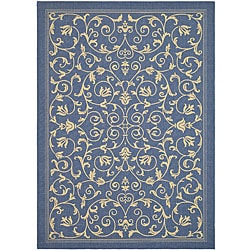 Find Cheap Price Safavieh Indoor/ Outdoor Resorts Blue/ Natural Rug (6'7 x 9'6)