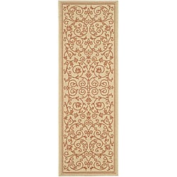 ( ._.) Safavieh Indoor/ Outdoor Resorts Natural/ Terracotta Runner (2'4 x 6'7)