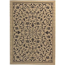 Low Price Safavieh Indoor/ Outdoor Resorts Sand/ Black Rug (9' x 12')