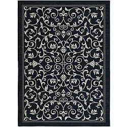 Low Price Safavieh Indoor/ Outdoor Resorts Black/ Sand Rug (5'3 x 7'7)