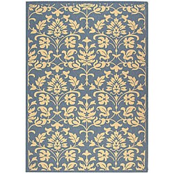 Low Price Safavieh Indoor/ Outdoor Seaview Natural/ Blue Rug (5'3 x 7'7)