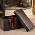 Christopher Knight Home Nottingham Brown Bonded Leather Folding Storage Ottoman