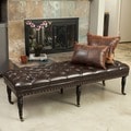 Christopher Knight Home Hastings Brown Tufted Bonded Leather Ottoman Bench