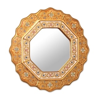 Compare Price 'Golden Star' Painted Glass Mirror (Peru)