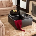Christopher Knight Home Dartmouth Four Sectioned Black Bonded Leather Cube Storage Ottoman