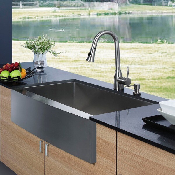 Vigo Farmhouse Stainless Steel Kitchen Sink Faucet/Dispenser (6565529 ...