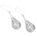 Handmade One-inch Silver Filigree Raindrop Earrings (China)