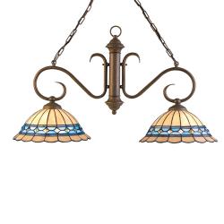 Tiffany-style Art Nouveau 2-light Hanging Fixture
