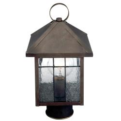 Post Head Tannery Bronze Finish Clear Seeded Glass