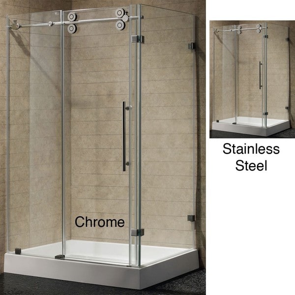 VIGO 36 x 48 Frameless 3/8" Clear Right Shower Enclosure with Base