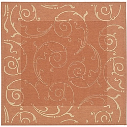 (>_<) Safavieh Indoor/ Outdoor Oasis Terracotta/ Natural Rug (6'7 Square)