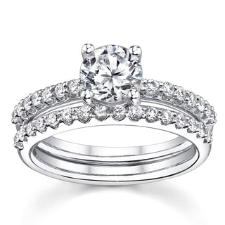 18k White Gold 1 1/2ct TDW Diamond Bridal Ring Set (H-I, SI1-SI3)