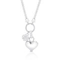 Finesque Sterling Silver 1/4ct TDW Diamond Double-heart Charm Necklace
