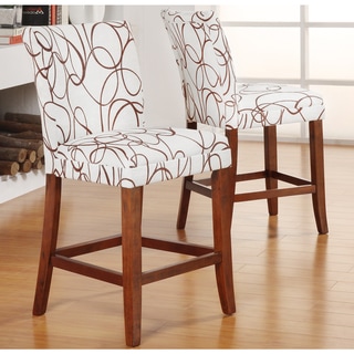 Decor Swirl Print Wood Barstools (Set of 2)