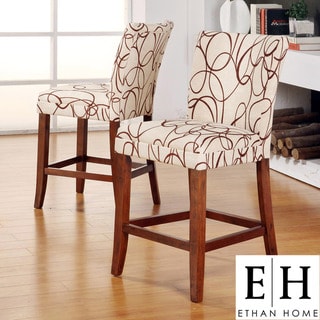 ETHAN HOME Decor Swirl Print Wood Barstools (Set of 2)