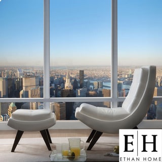 ETHAN HOME Albury White Faux Leather Chair with Ottoman