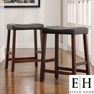 ETHAN HOME Nova Cherry Saddle Cushioned Seat 24-inch Barstools (set of 2)