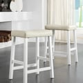 ETHAN HOME Nova White Saddle Cushioned Seat 24-inch Counter Stool (set of 2)