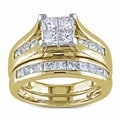 Miadora 14k Gold 2ct TDW Diamond Princess Cut Bridal Ring Set (H-I, I2-I3)