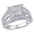Miadora 14k White Gold 1 1/2ct TDW Diamond Halo Engagement Ring (H-I, I2-I3)