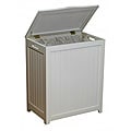 White Rectangular Wood Laundry Hamper with Interior Bag
