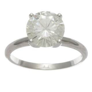 14k White Gold Round-cut Moissanite Solitaire Ring