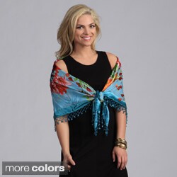 Embroidered Floral Silk Shawl-Image