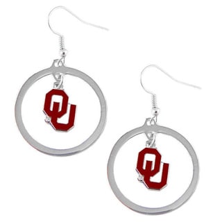 Stainless Steel NCAA Oklahoma Sooners Logo Hoop Earring Set