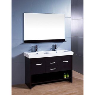 Hot Deal Design Element Citrius Espresso Double Sink Bathroom Vanity with Mirror