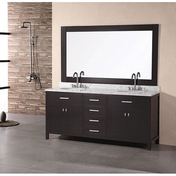  Element London 60inch Espresso Double Sink Vanity Set with Mirror