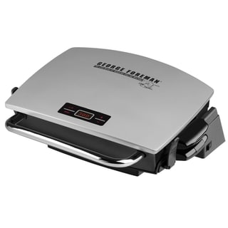 George Foreman Silver G-Broil Electric Nonstick Countertop Grill with Digital Timer