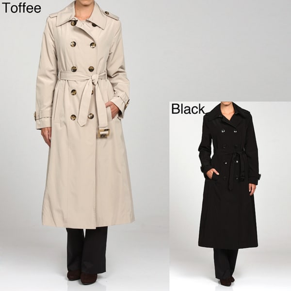 London Fog Women's Long Double-breasted Belted Trench Coat - 12747274