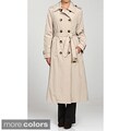 London Fog Women's Long Double-breasted Belted Trench Coat