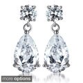 Collette Z Sterling Silver Pear-cut Cubic Zirconia Drop Earrings