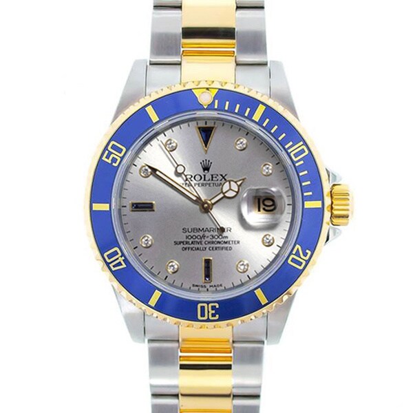 Pre-Owned Rolex 16613 Men's 'Slate Serti' Two-tone Stainless Steel Watch