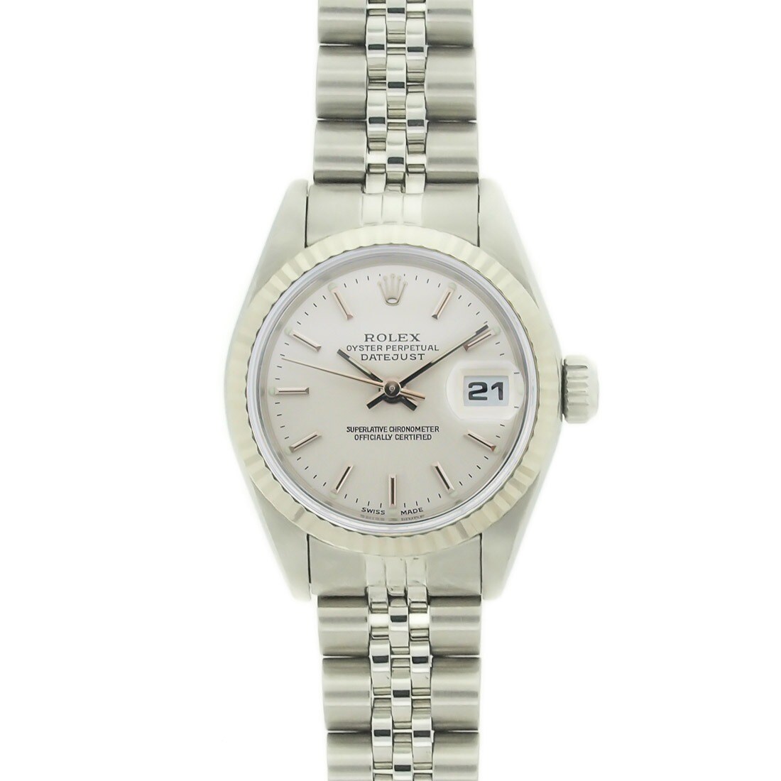 Preowned Rolex Women's Datejust White Gold Silver Dial Watch