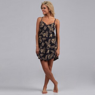 Illusions Women's Navy Floral Georgette Chemise and Thong Set