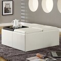 ETHAN HOME Decor Soft White Faux Leather Storage Cocktail Ottoman