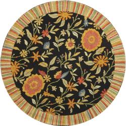 Handmade Jardine Black Wool Rug (5'9 Round)