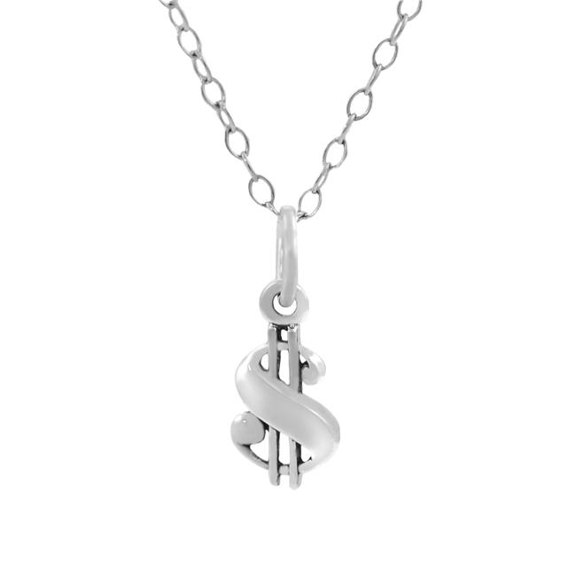 Sterling Silver Childrens Dollar Sign Necklace  