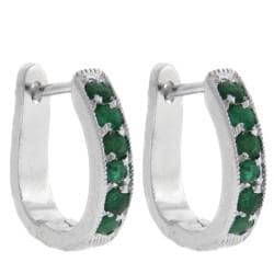Sterling Silver Emerald Hoop Earrings