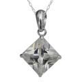 14k White Gold Square-cut Cubic Zirconia Necklace