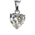 14k White Gold Basket-set Heart-cut Cubic Zirconia Necklace