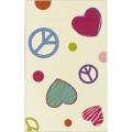 Alexa Playtime Collection Hearts & Peace Kids Ivory Rug (4'5 x 6'9)